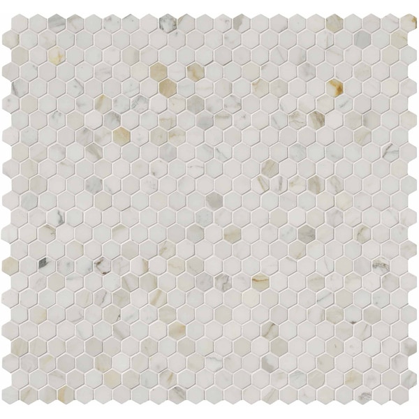 Msi Calacatta Gold Hexagon 12 In. X 12 In. Polished Marble Mesh-Mounted Mosaic Tile, 10PK ZOR-MD-0171 - main